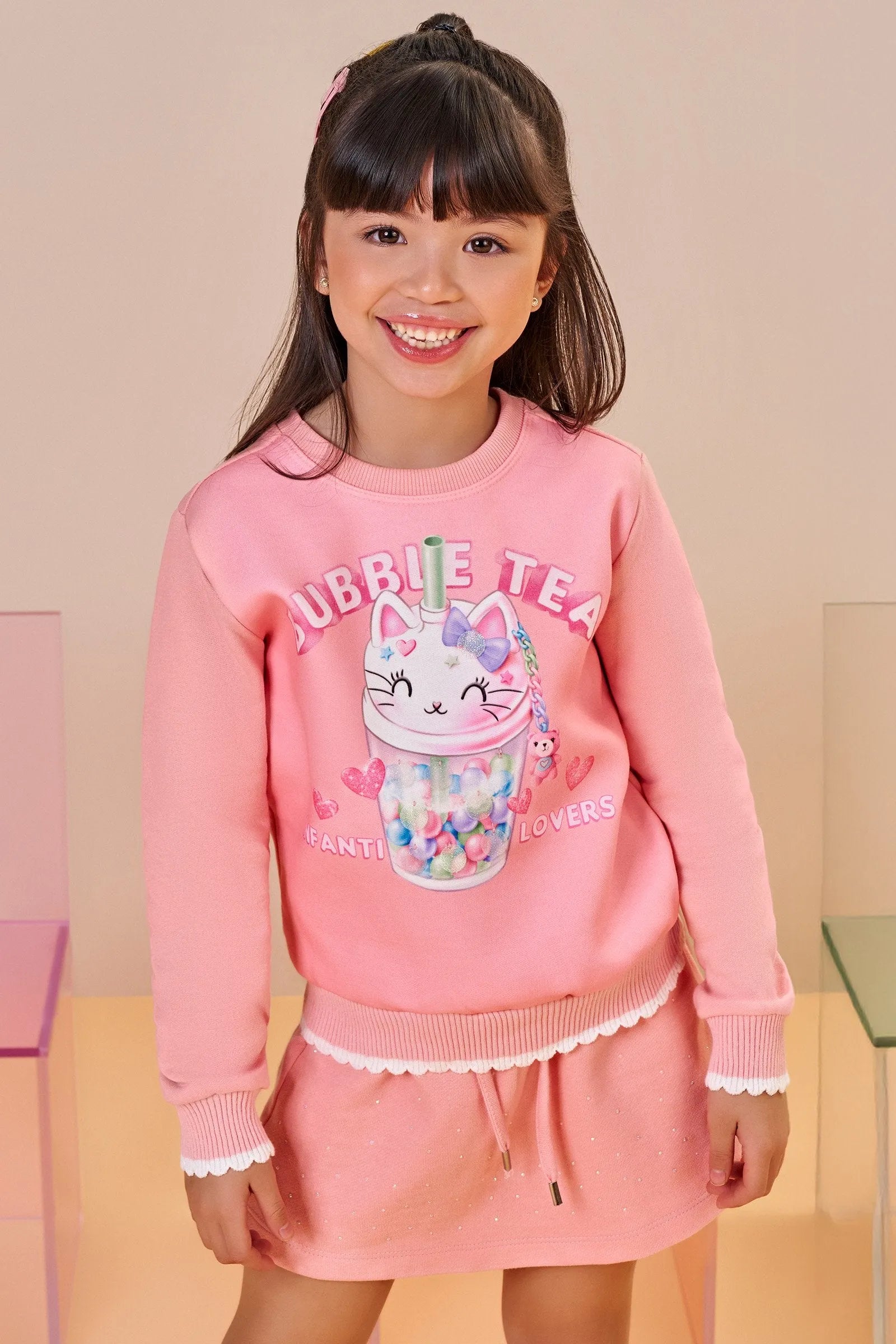 Short Saia em Moletwill 92492 Infanti Infantil Menina