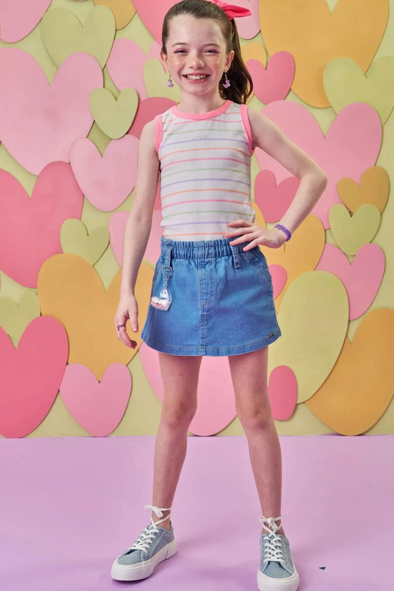 Shorts em Jeans com Elastano 86586 Infanti Infantil Menina