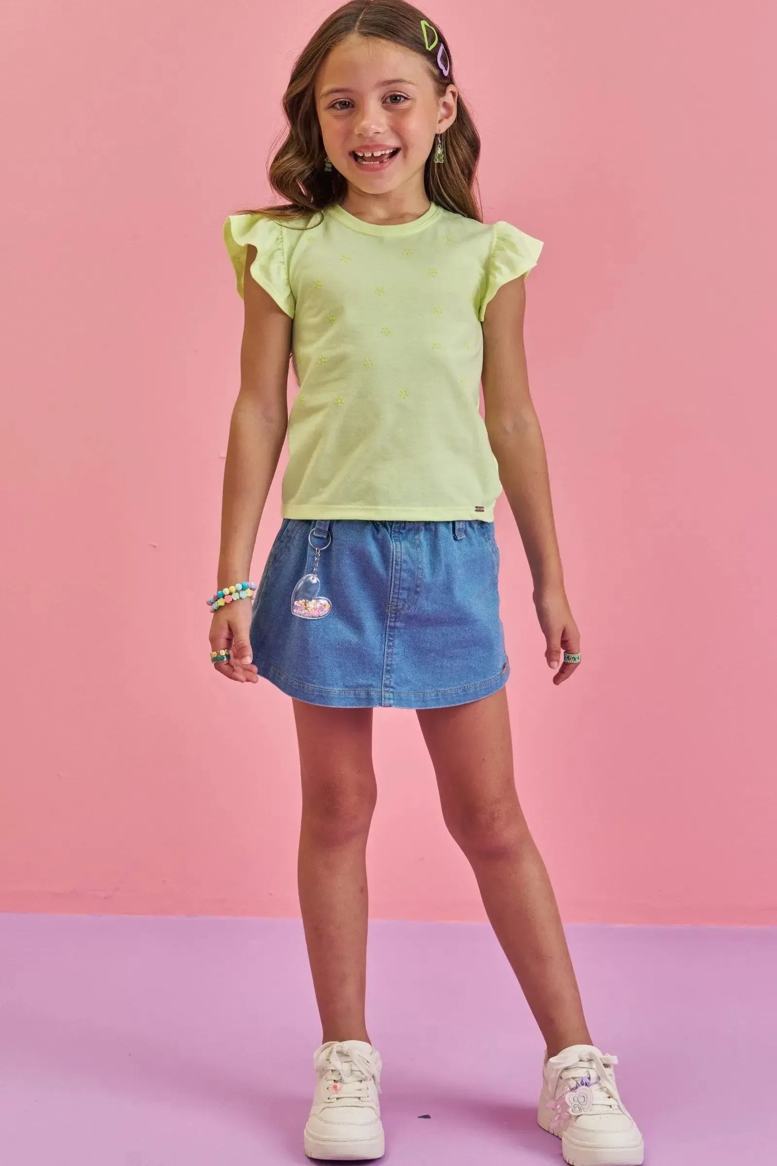 Shorts em Jeans com Elastano 86586 Infanti Infantil Menina
