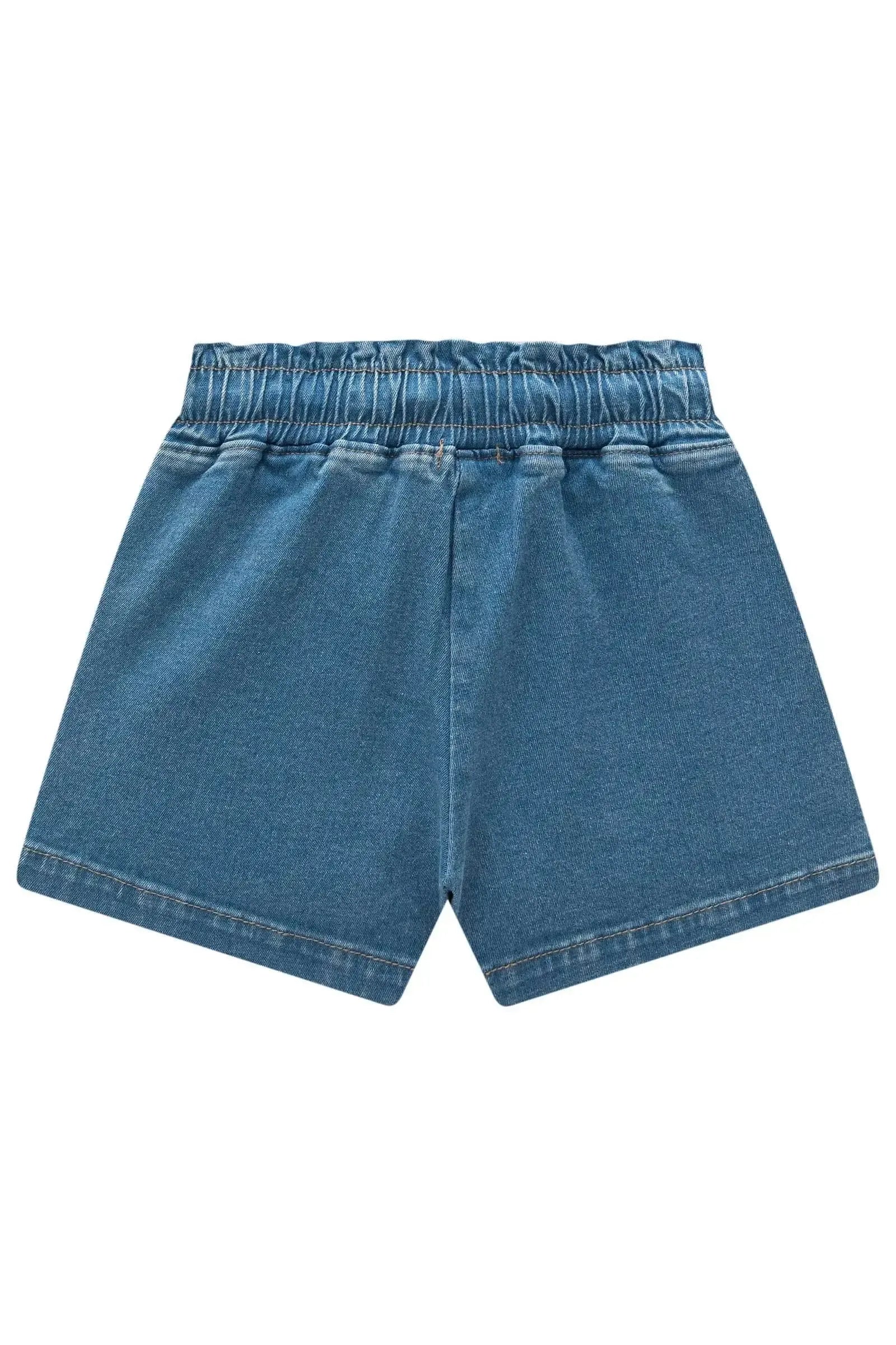Shorts em Jeans com Elastano. Acompanha Presilha de Cabelo 95317 Infanti Infantil Menina