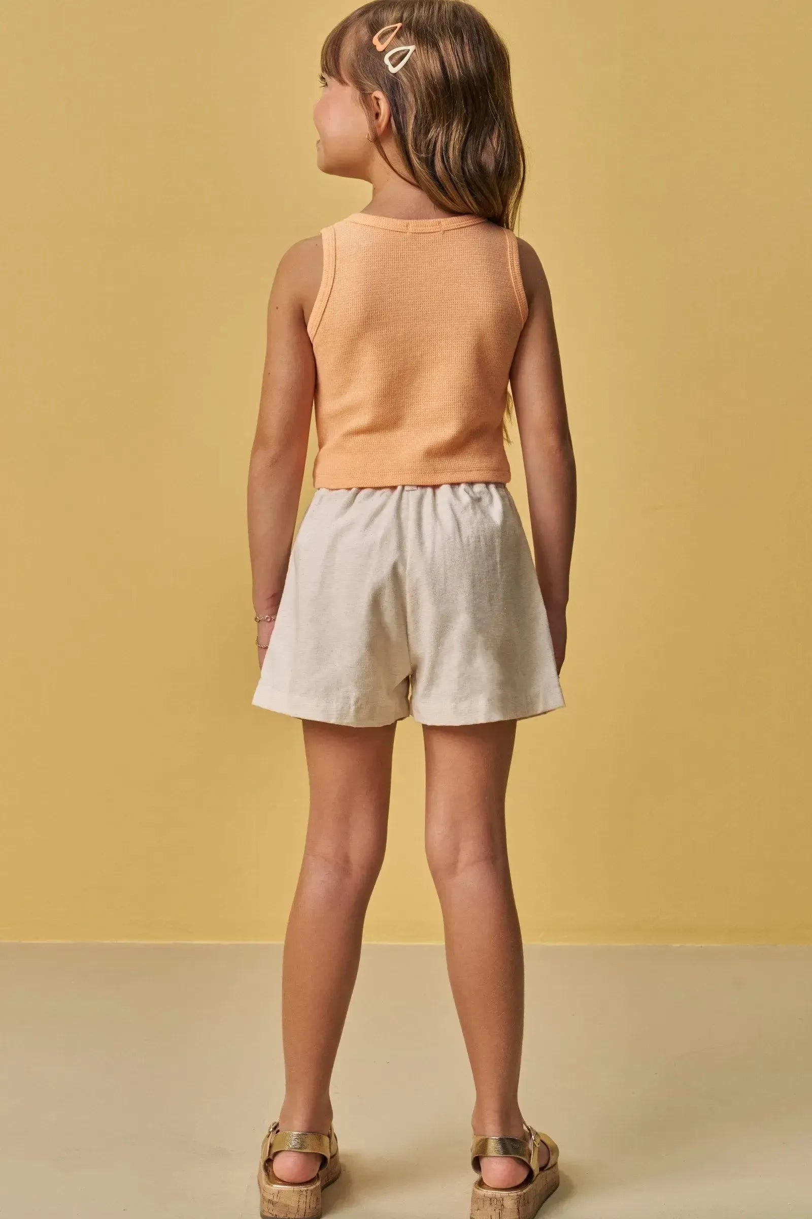 Shorts em Linho Santorine com Elastano 88128 Infanti Infantil Menina