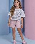 Shorts em Moletom sem Pelúcia 94374 Infanti Infantil Menina
