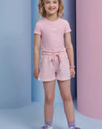 Shorts em Moletom sem Pelúcia 94374 Infanti Infantil Menina