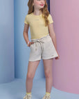 Shorts em Moletom sem Pelúcia 94374 Infanti Infantil Menina