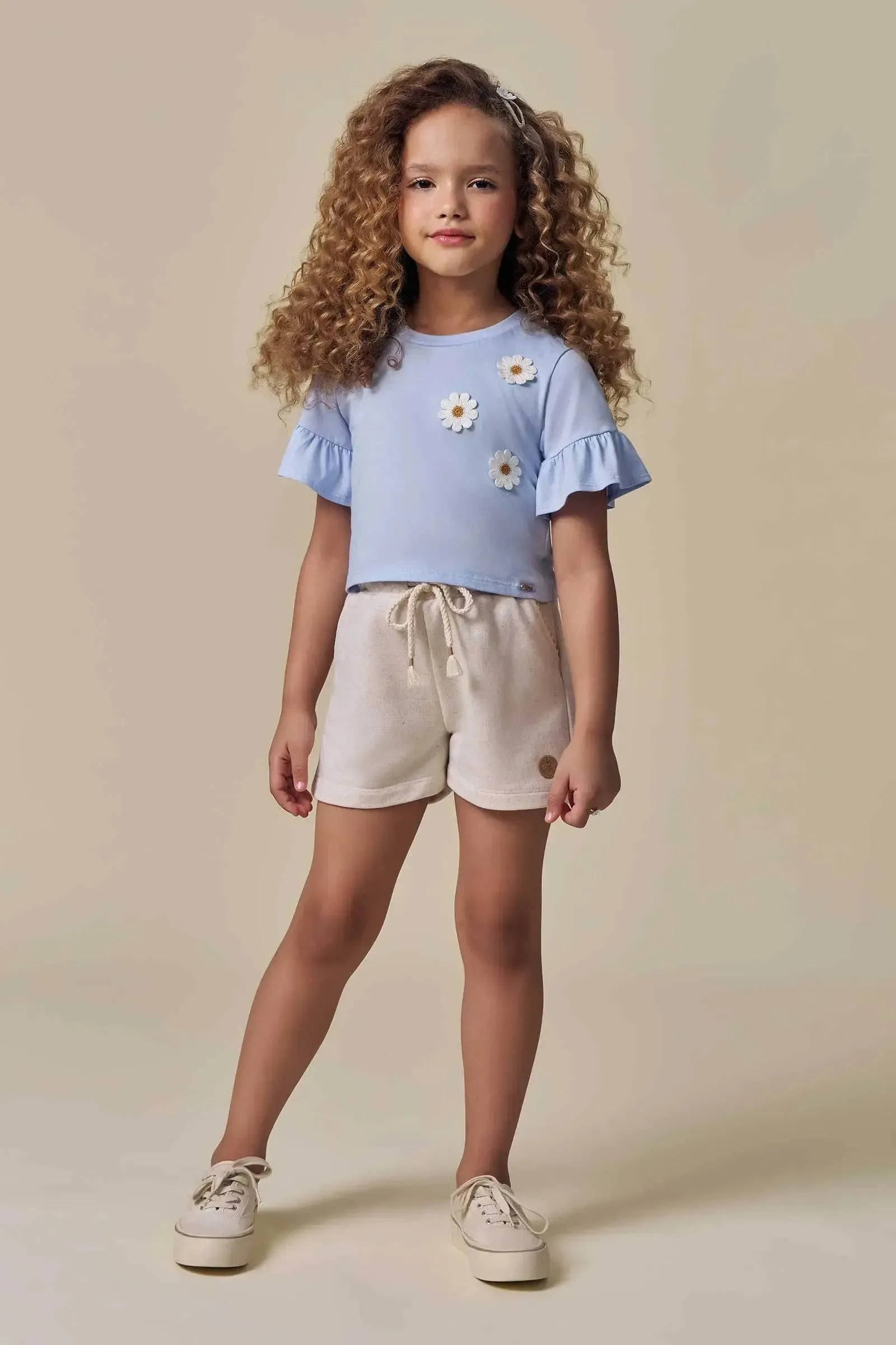Shorts em Moletom sem Pelúcia 96420 Infanti Infantil Menina
