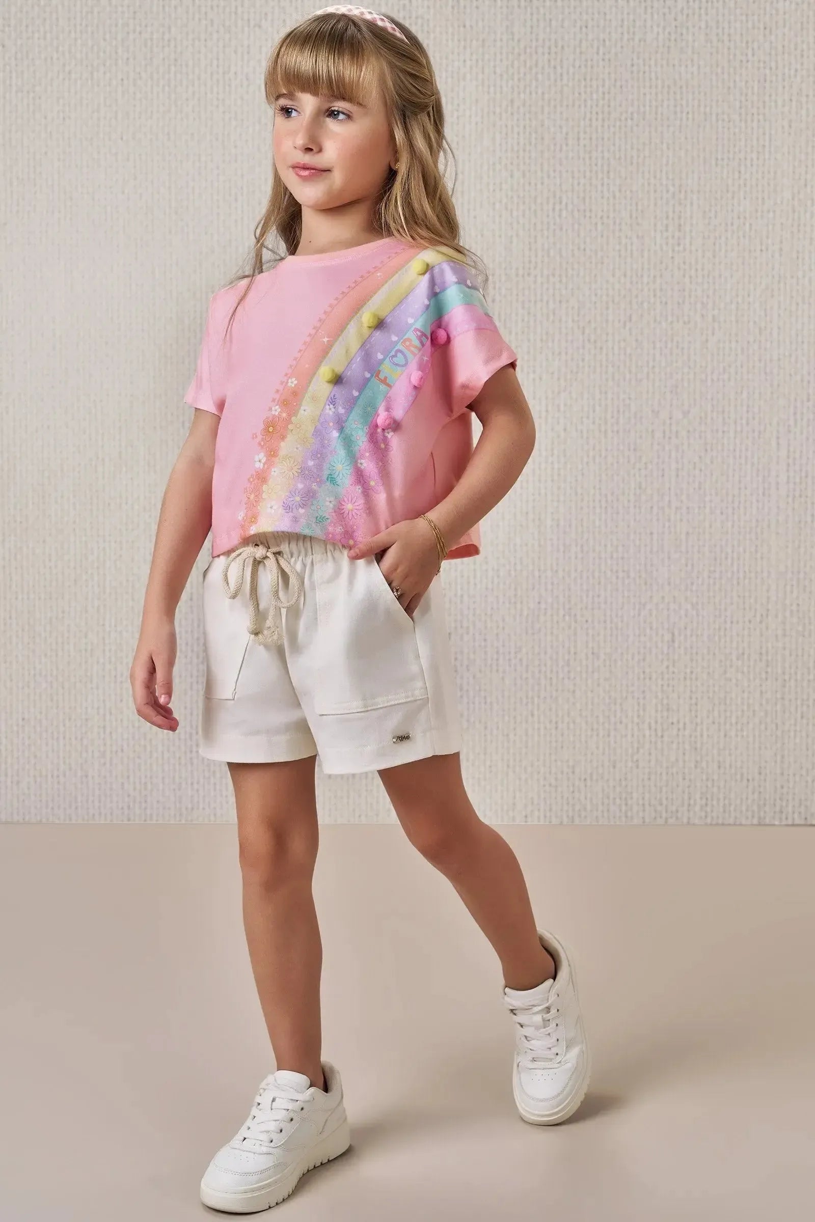 Shorts em Sarja com Elastano 86495 Infanti Infantil Menina