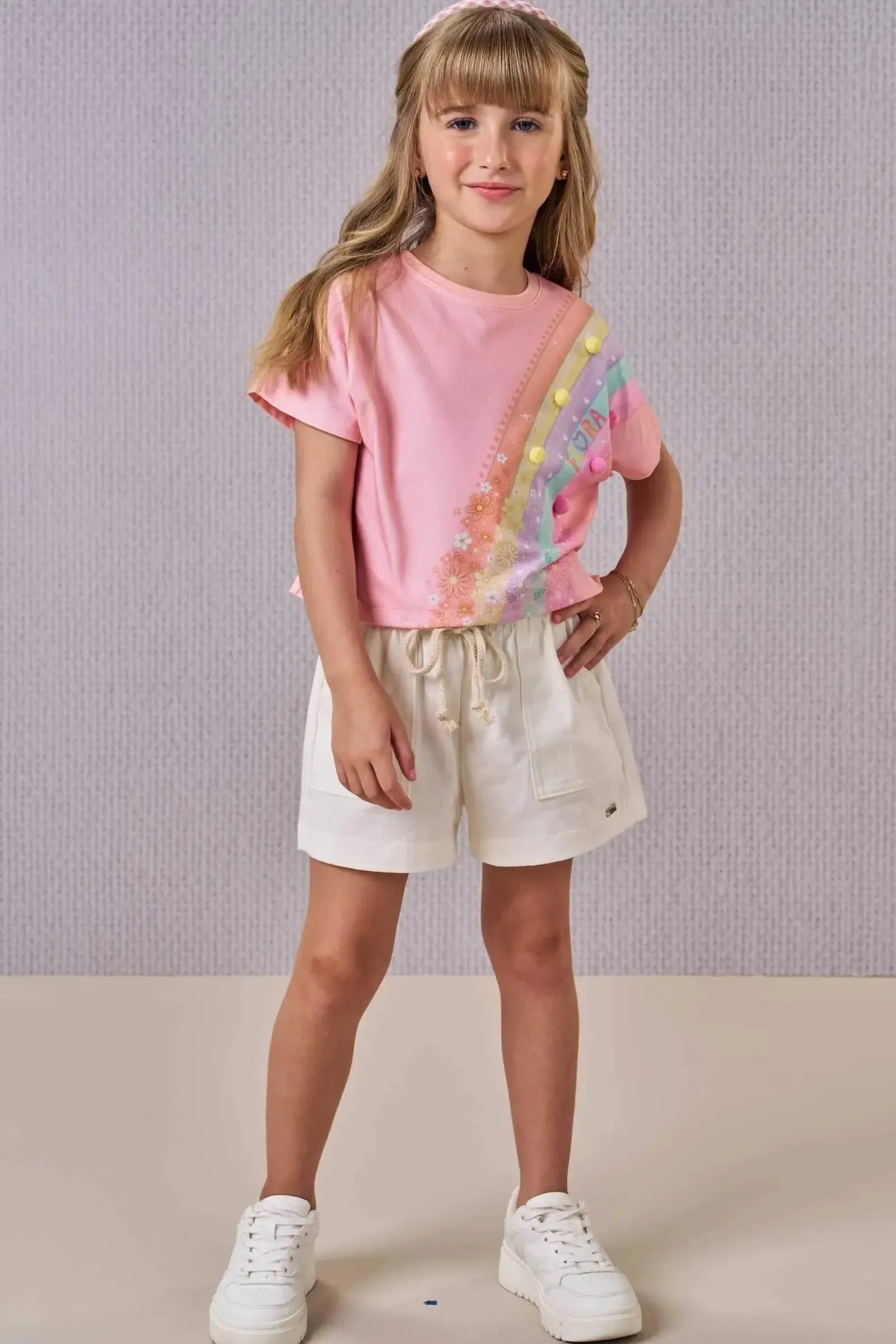 Shorts em Sarja com Elastano 86495 Infanti Infantil Menina