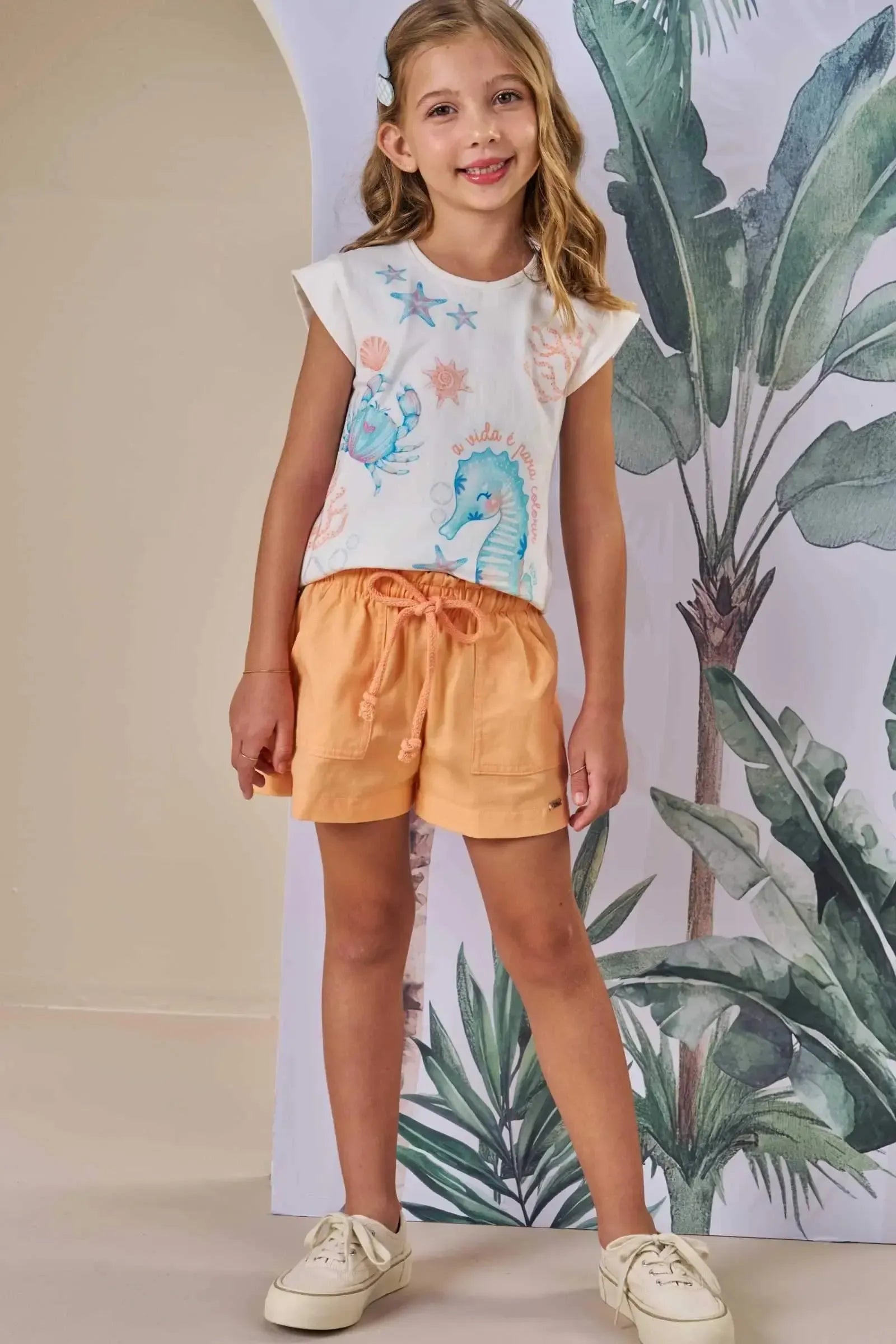 Shorts em Sarja com Elastano 86495 Infanti Infantil Menina