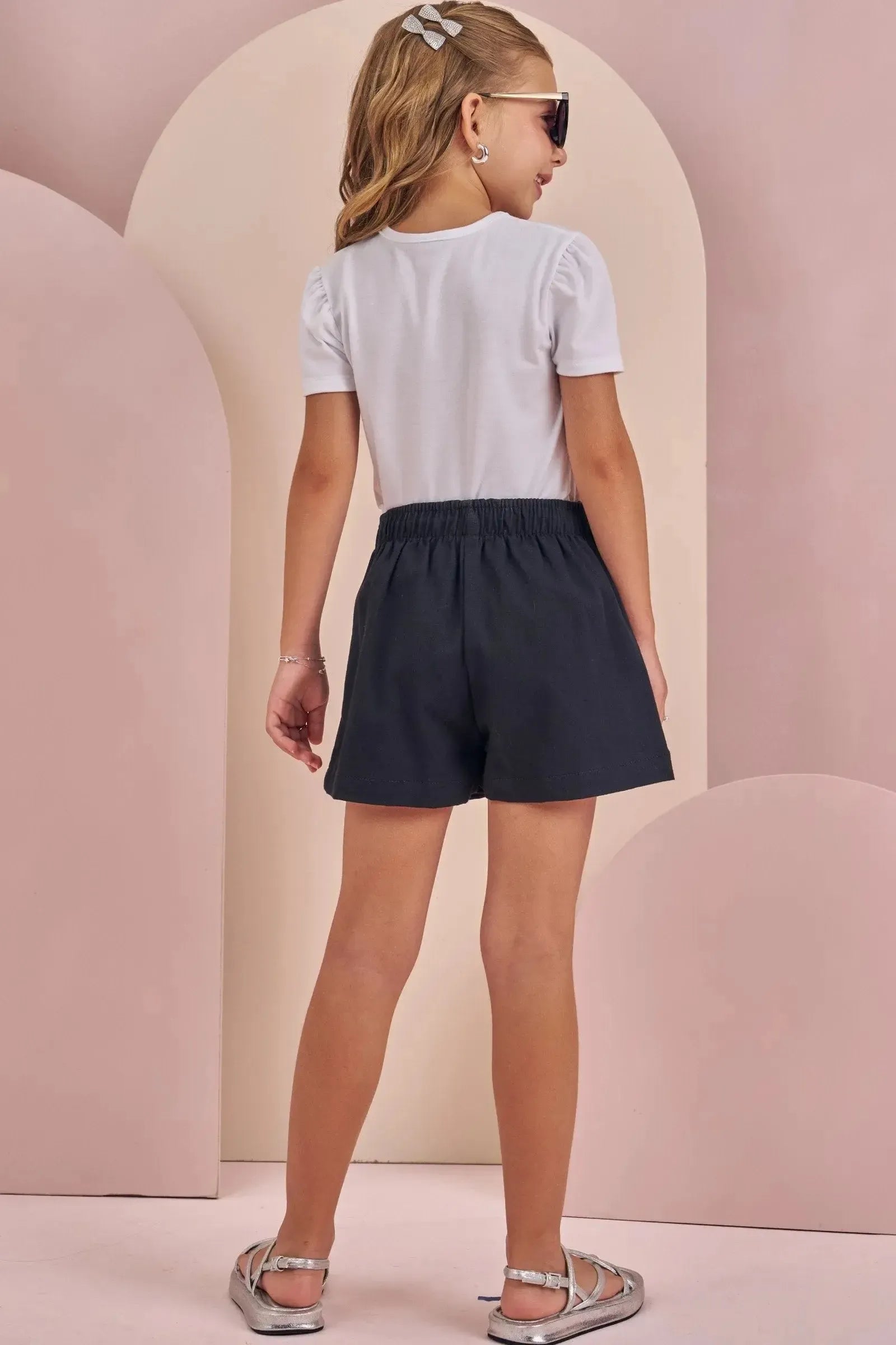 Shorts em Sarja com Elastano 87207 Infanti Infantil Menina