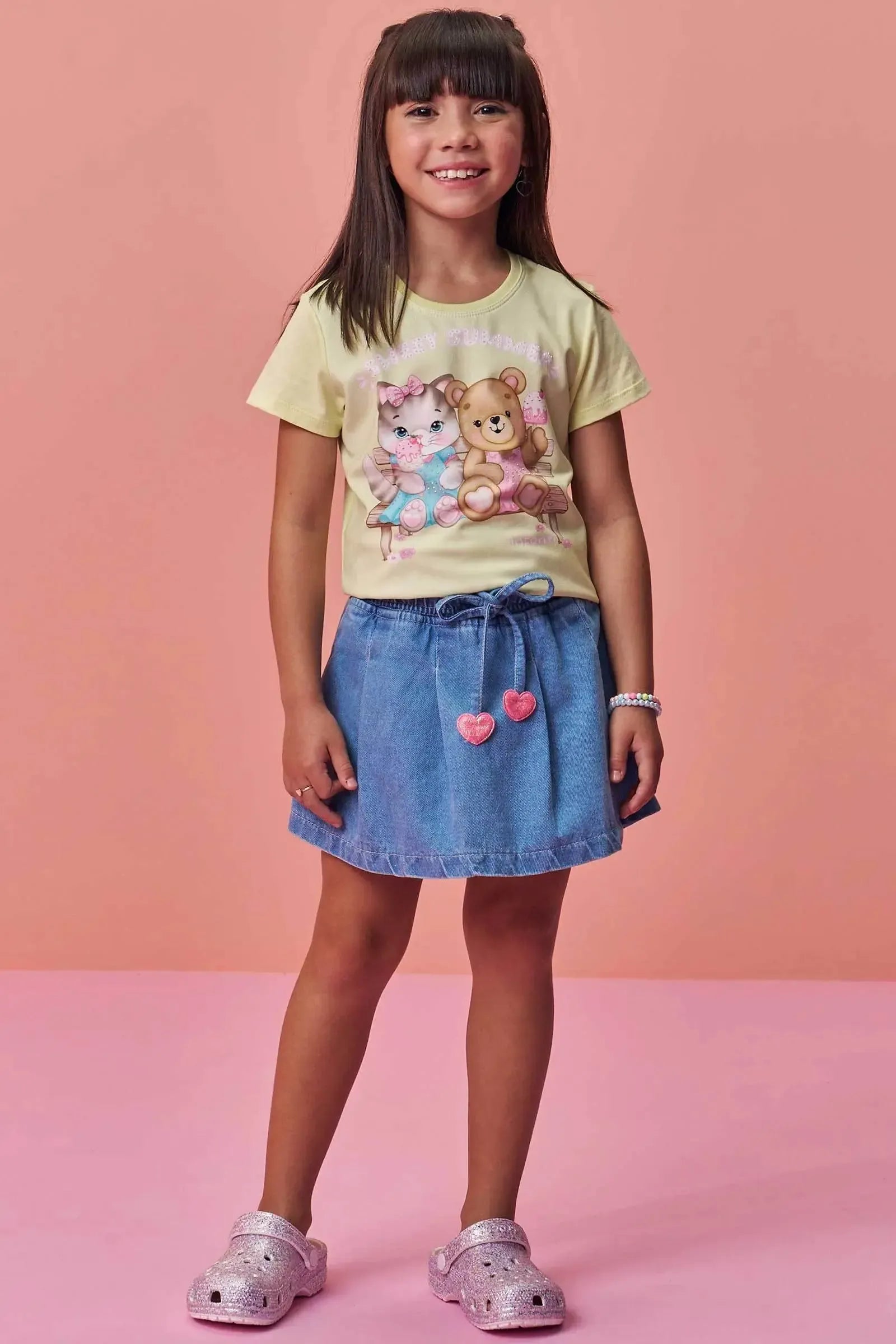 Shorts Saia em Jeans Wishita 98342 Infanti Infantil Menina