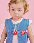 Trio de Bata em Malha Wave com Calça Legging em Molecotton e Colete em Jeans Arkansas 83940 Infanti Bebê Menina