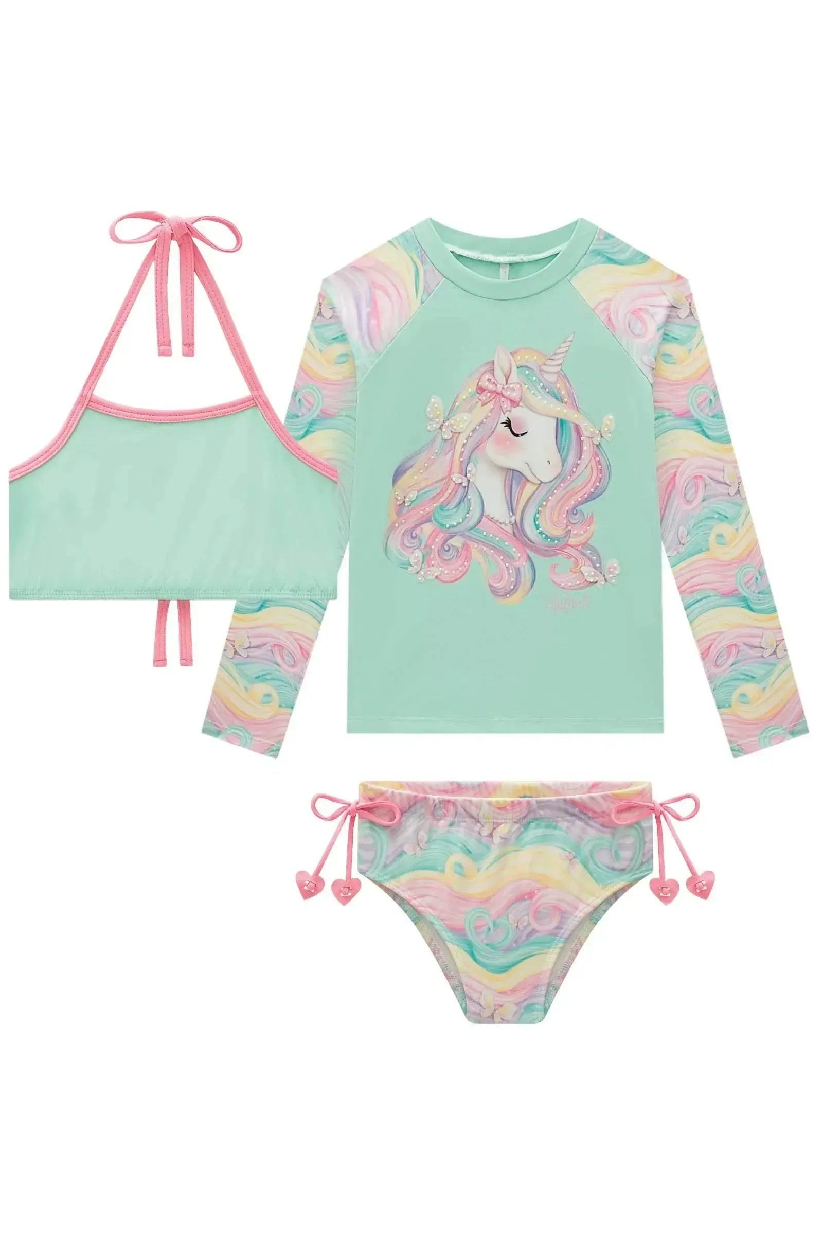Trio de Biquíni e Blusa em Malha UV Dry com Proteção UV 50+ 93170 Infanti Infantil Menina