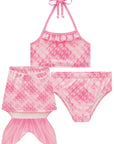 Trio de Biquíni e Saia em Malha UV Dry com Proteção UV 50+ 96225 Infanti Infantil Menina