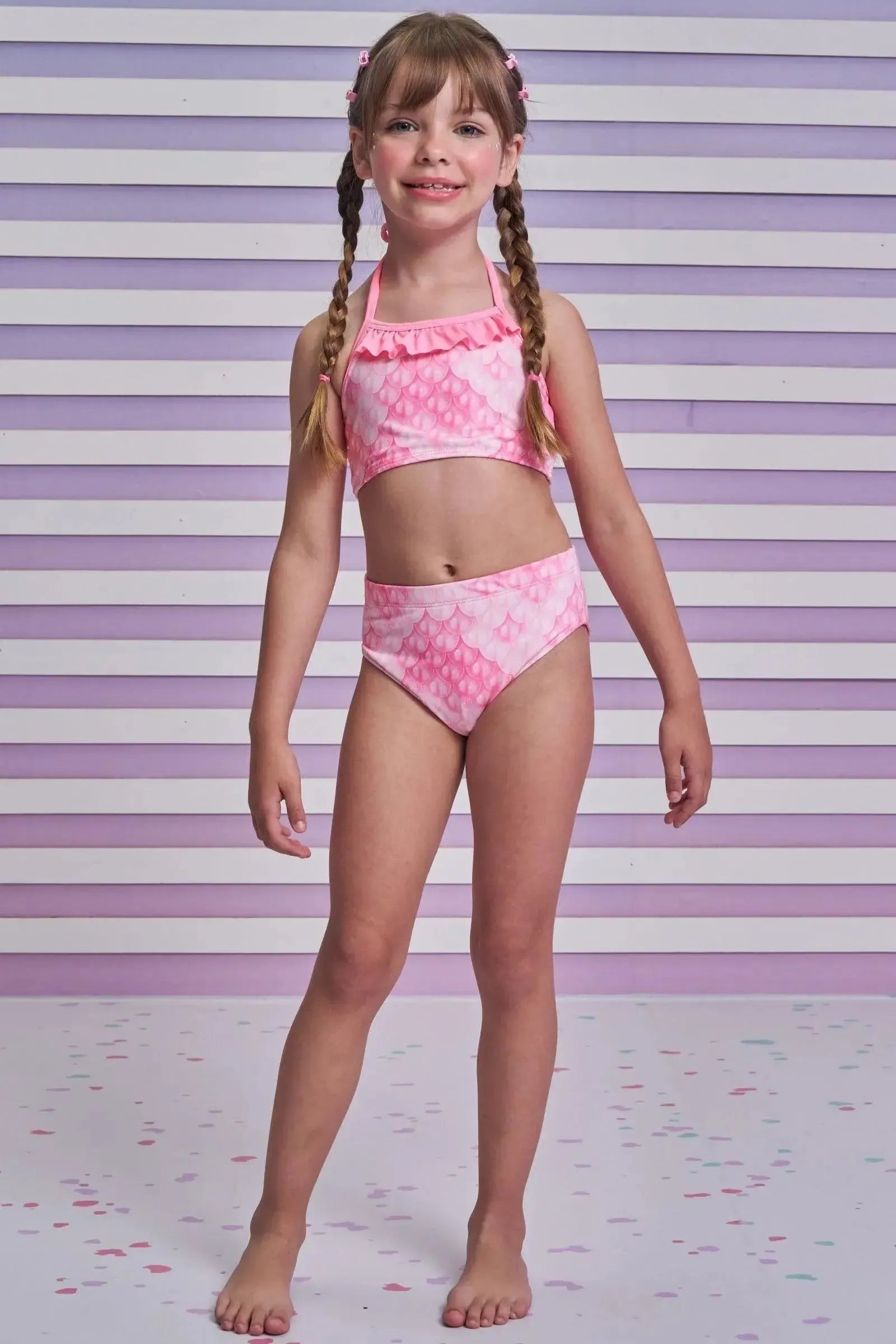Trio de Biquíni e Saia em Malha UV Dry com Proteção UV 50+ 96225 Infanti Infantil Menina