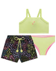 Trio de Biquíni em Malha UV Dry com Proteção UV 50 + com Shorts em Air Flow 95917 Infanti Infantil Menina