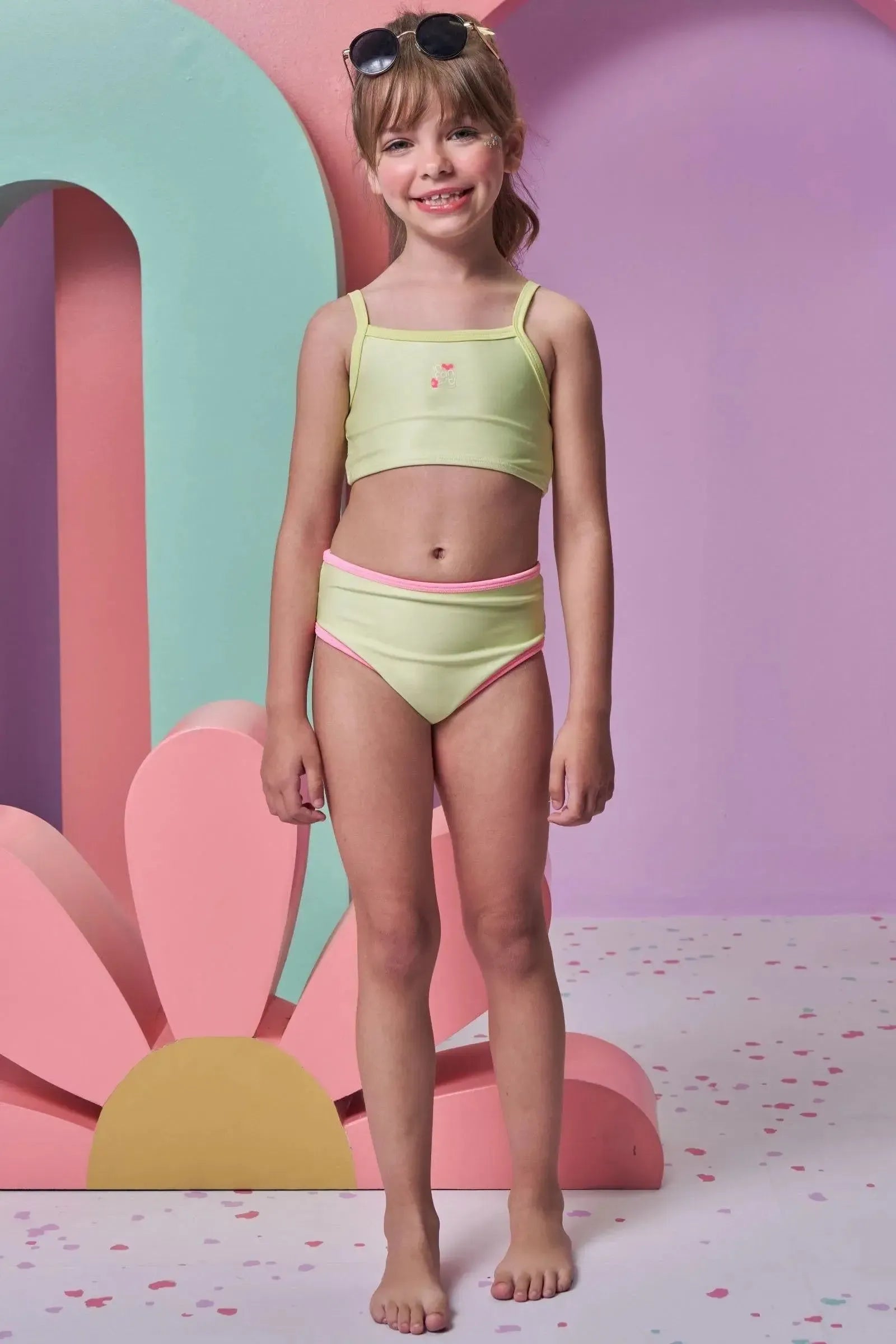 Trio de Biquíni em Malha UV Dry com Proteção UV 50 + com Shorts em Air Flow 95917 Infanti Infantil Menina