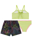 Trio de Biquíni em Malha UV Dry com Proteção UV 50 + com Shorts em Air Flow 95917 Infanti Infantil Menina