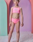 Trio de Biquíni em Malha UV Dry com Proteção UV 50+ com Saída de Praia em Tela Fashion 93177 Infanti Infantil Menina