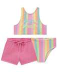 Trio de Biquíni em Malha UV Dry com Proteção UV 50+ com Shorts em Malha Textura 96216 Infanti Infantil Menina