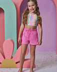 Trio de Biquíni em Malha UV Dry com Proteção UV 50+ com Shorts em Malha Textura 96216 Infanti Infantil Menina