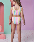 Trio de Biquíni em Malha UV Dry com Proteção UV 50+ com Shorts em Malha Textura 96216 Infanti Infantil Menina