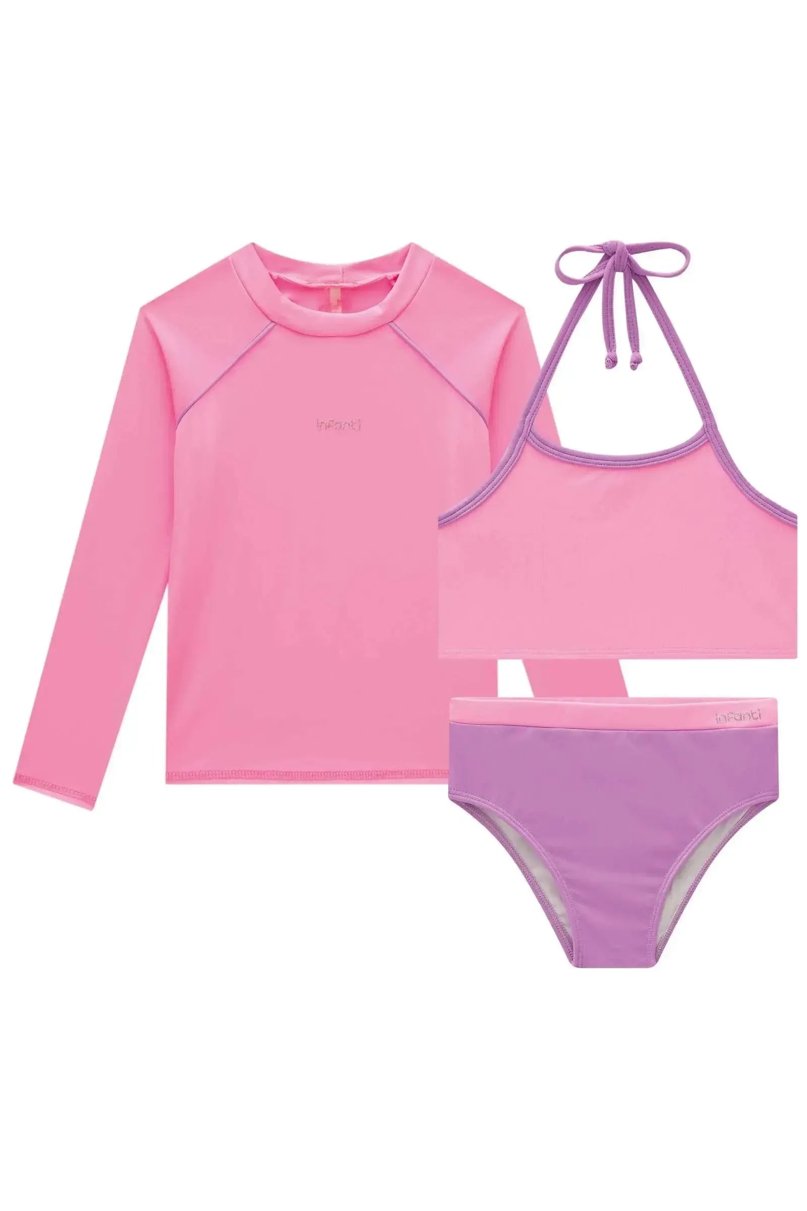 Trio de Blusa e Biquíni em Malha Poliamida com Proteção UV 50+ 96619 Infanti Infantil Menina