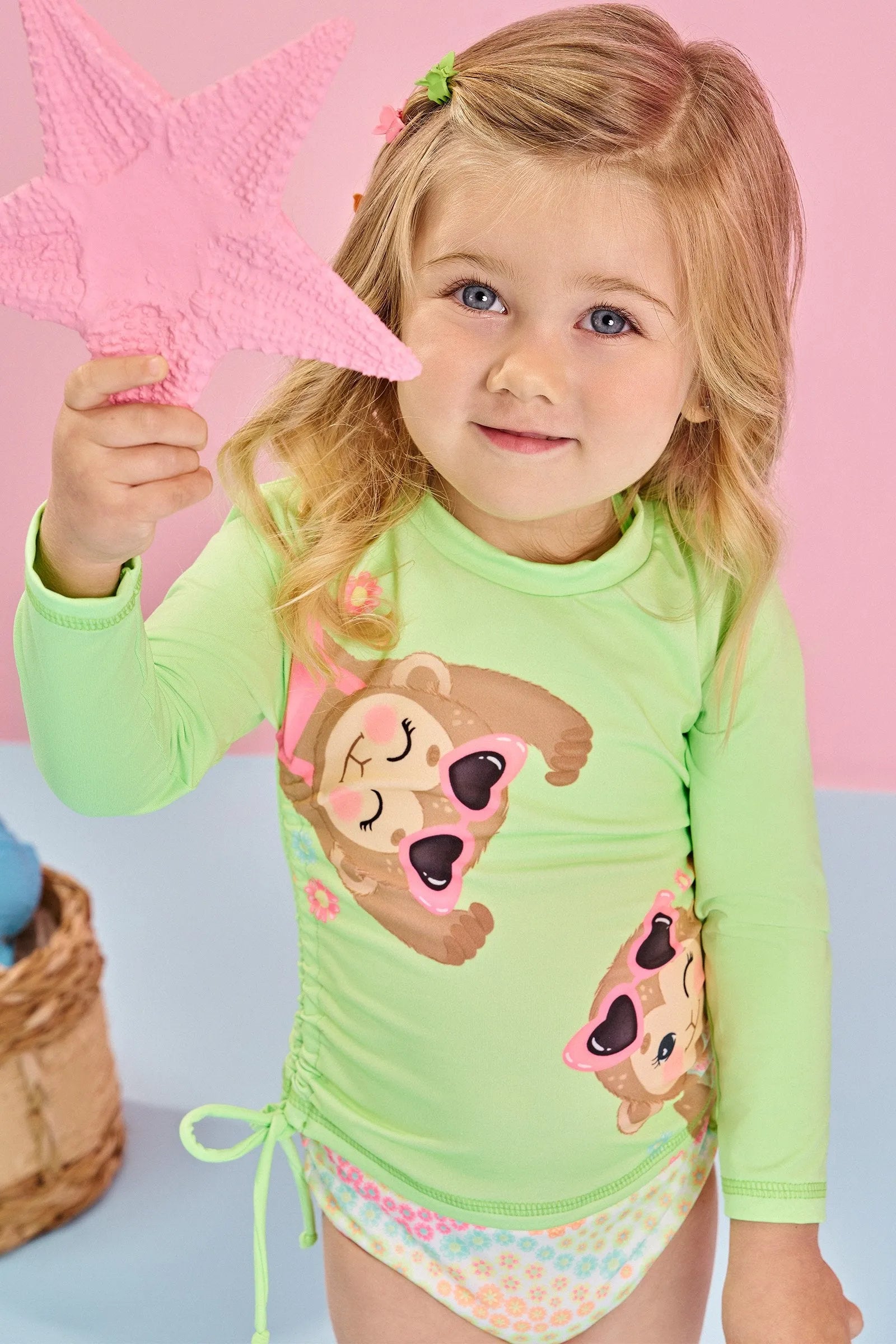 Trio de Blusa e Biquíni em Malha Uv Dry com Proteção Uv 50+ 84494 Infanti Infantil Menina