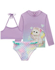 Trio de Blusa e Biquíni em Malha Uv Dry com Proteção Uv 50+ 84976 Infanti Infantil Menina