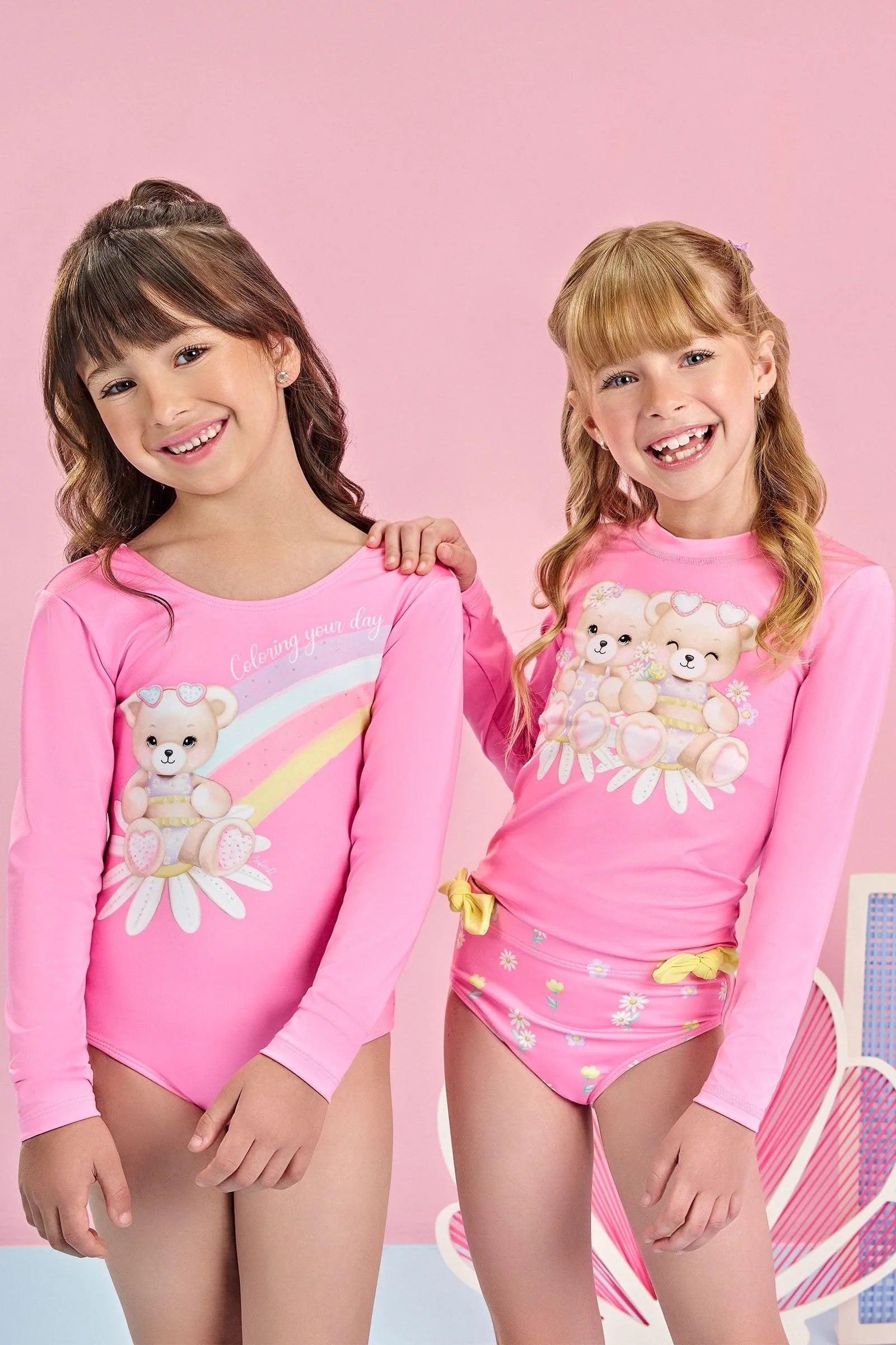 Trio de Blusa e Biquíni em Malha Uv Dry com Proteção Uv 50+ 84976 Infanti Infantil Menina