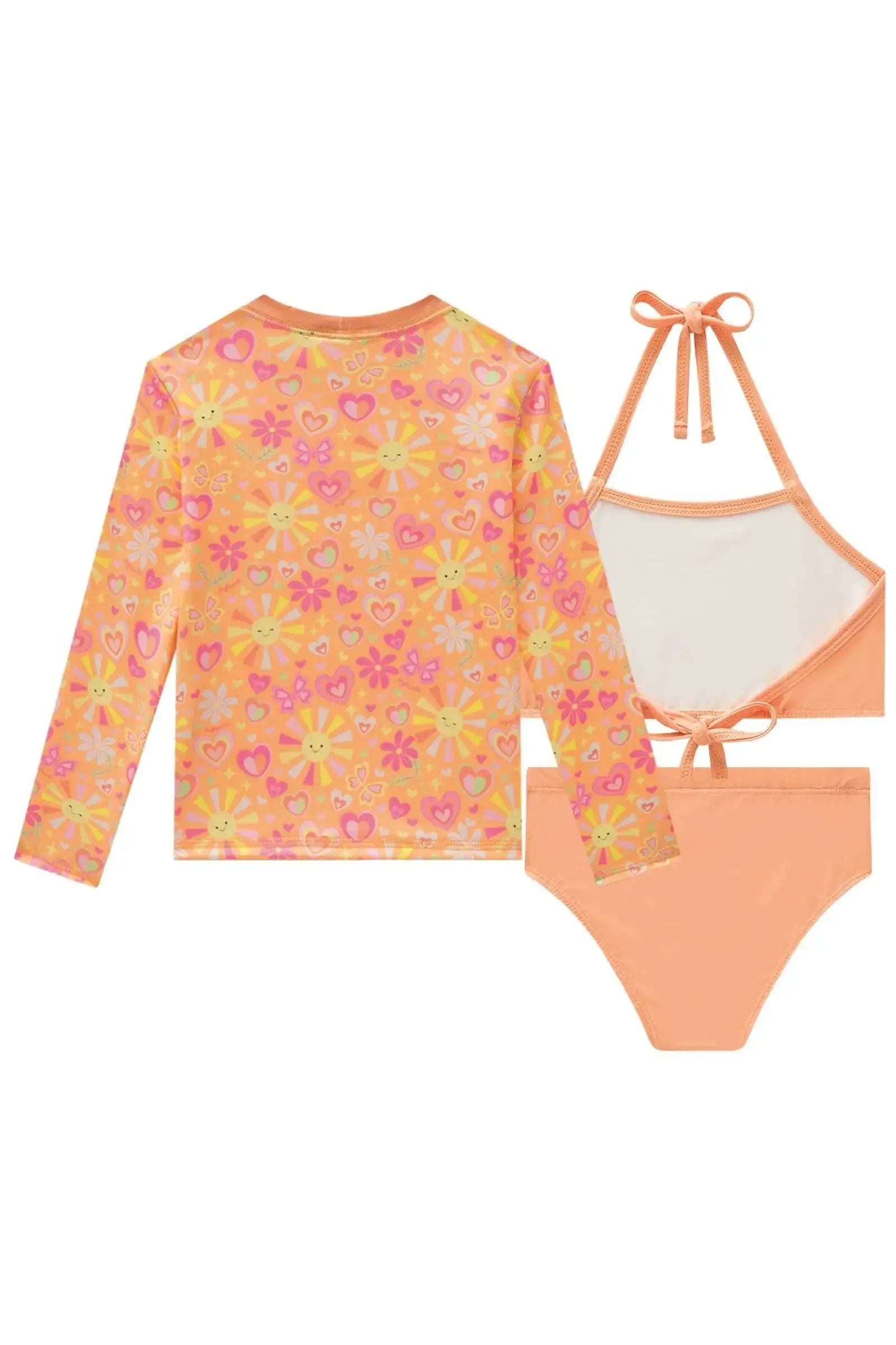 Trio de Blusa e Biquíni em Malha UV Dry com Proteção UV 50+ 96610 Infanti Infantil Menina