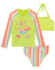 Trio de Blusa e Biquíni em Malha UV Dry com Proteção UV 50+ 99177 Infanti Infantil Menina