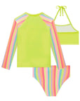 Trio de Blusa e Biquíni em Malha UV Dry com Proteção UV 50+ 99177 Infanti Infantil Menina