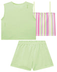 Trio de Cropped em Fly Tech com Colete e Shorts em Sarja Daryl com Elastano 76158 Infanti