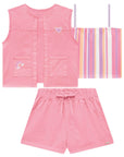 Trio de Cropped em Fly Tech com Colete e Shorts em Sarja Daryl com Elastano 76158 Infanti