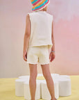 Trio de Regata Cropped em Cotton Colete e Shorts em Sarja com Elastano 83120 Infanti Infantil Menina