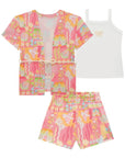 Trio de Regata em Canelado Liz com Sobreposição e Shorts em Malha Fresh 96947 Infanti Infantil Menina