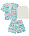 Trio de Sobreposição e Shorts em Malha Fresh com Blusa em Ribana Canelada 86858 Infanti Infantil Menina