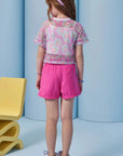 Trio de Top em Ribana Canelada Blusa em Tela Fashion e Shorts em Cupro 93253 Infanti Infantil Menina