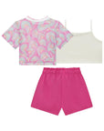 Trio de Top em Ribana Canelada Blusa em Tela Fashion e Shorts em Cupro 93253 Infanti Infantil Menina