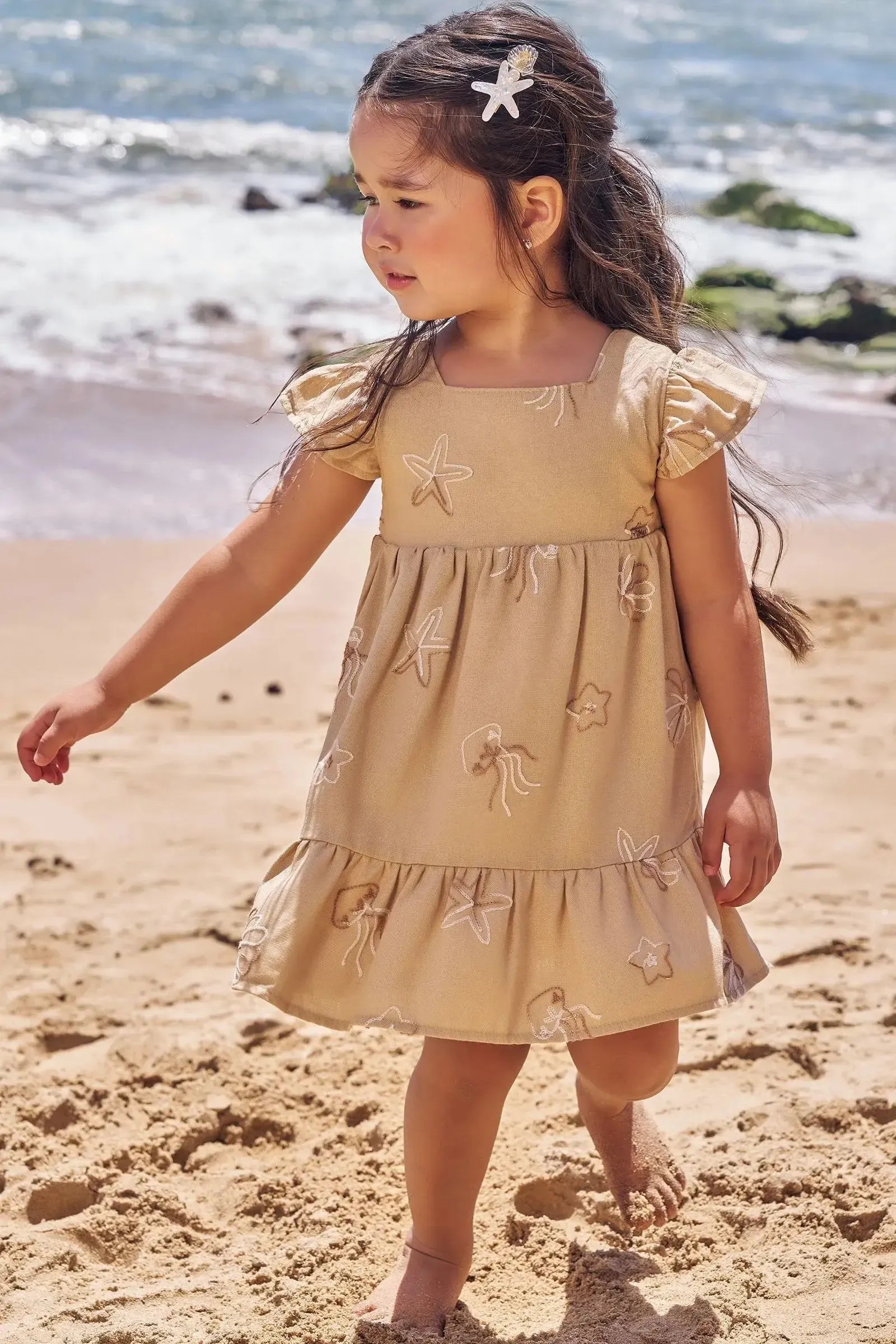 Vestido em Blend de Linho Bordado 96175 Infanti Infantil Menina