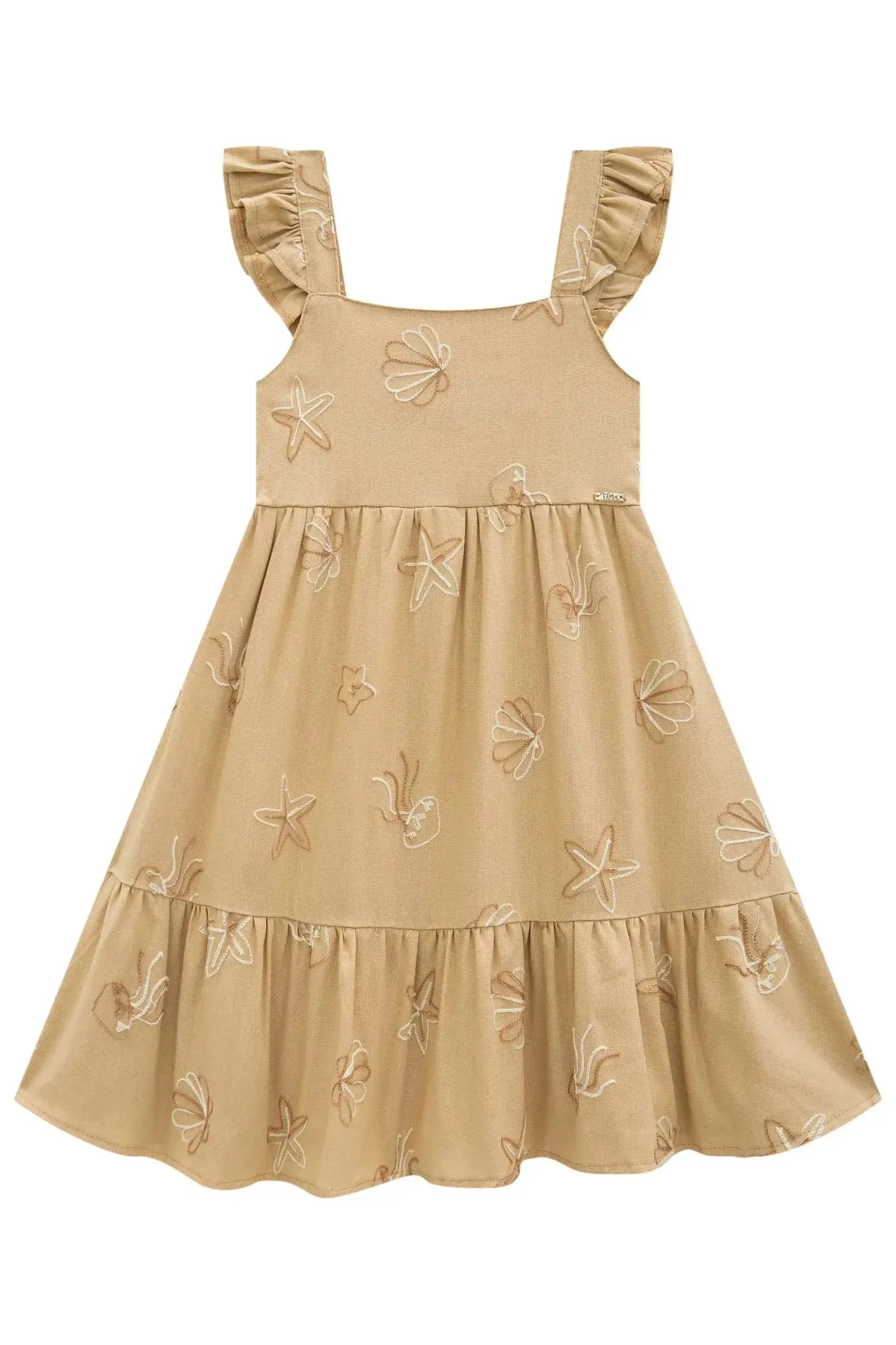 Vestido em Blend de Linho Bordado 96427 Infanti Infantil Menina