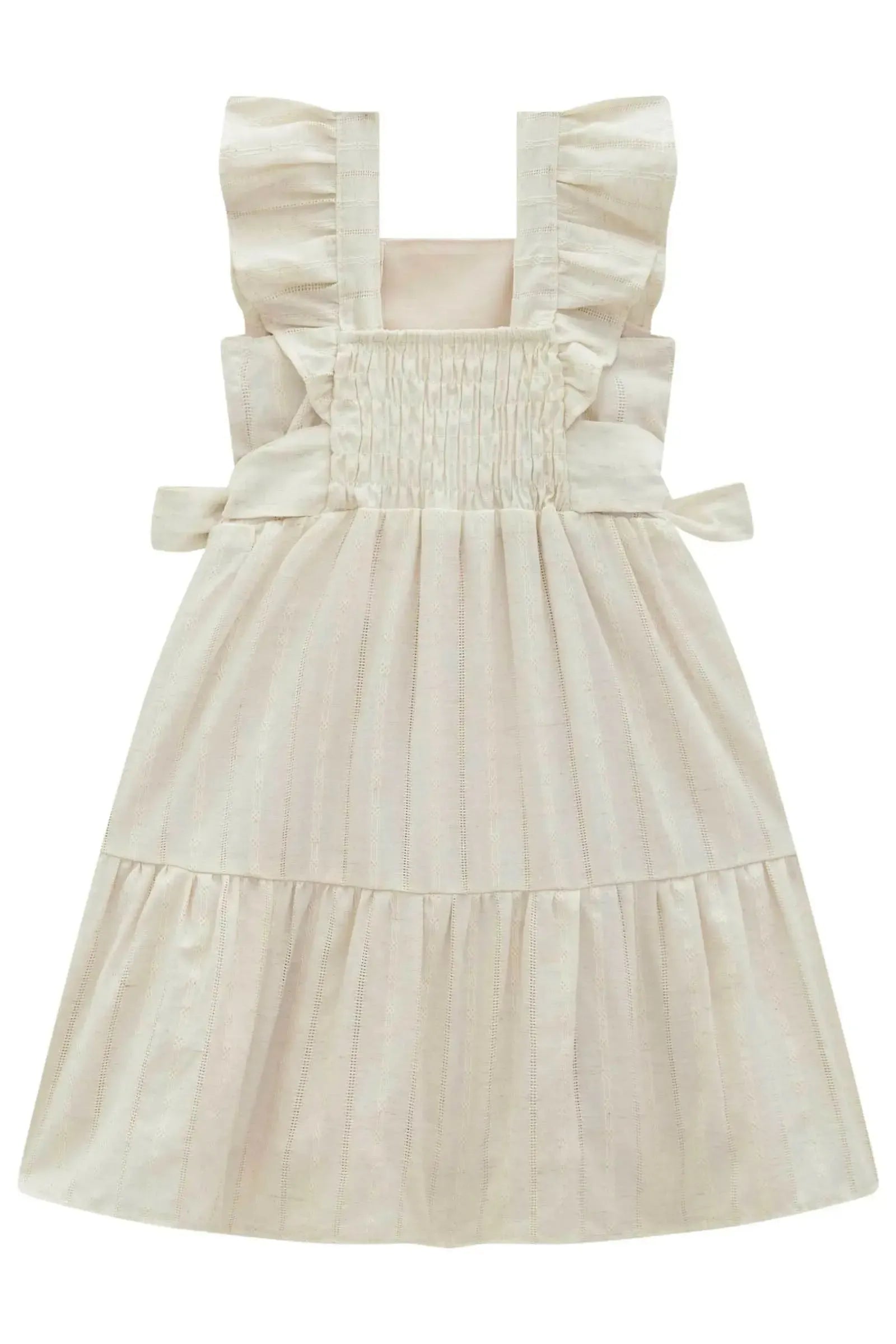 Vestido em Blend de Linho Bordado 96590 Infanti Infantil Menina