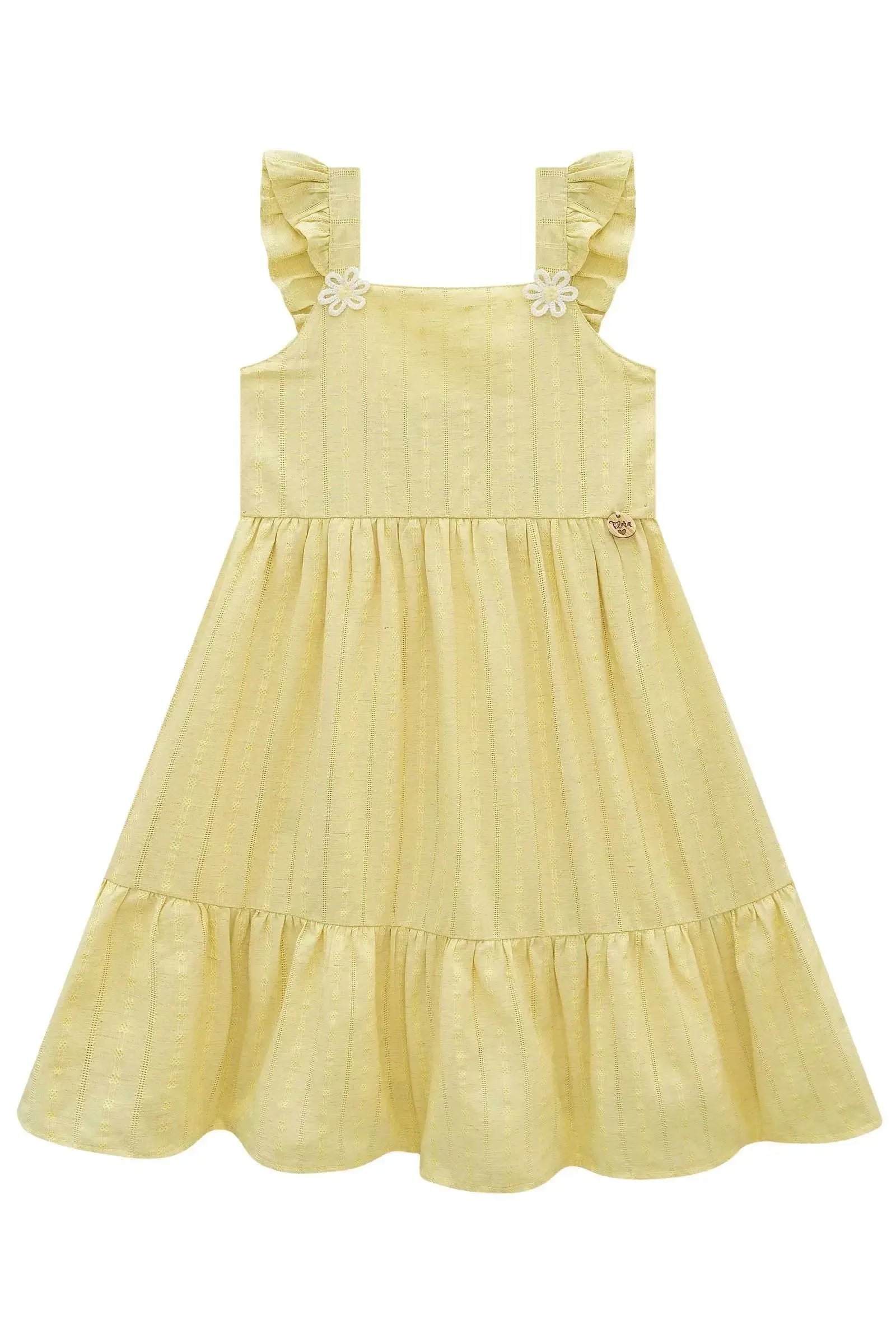 Vestido em Blend de Linho Bordado 98108 Infanti Infantil Menina