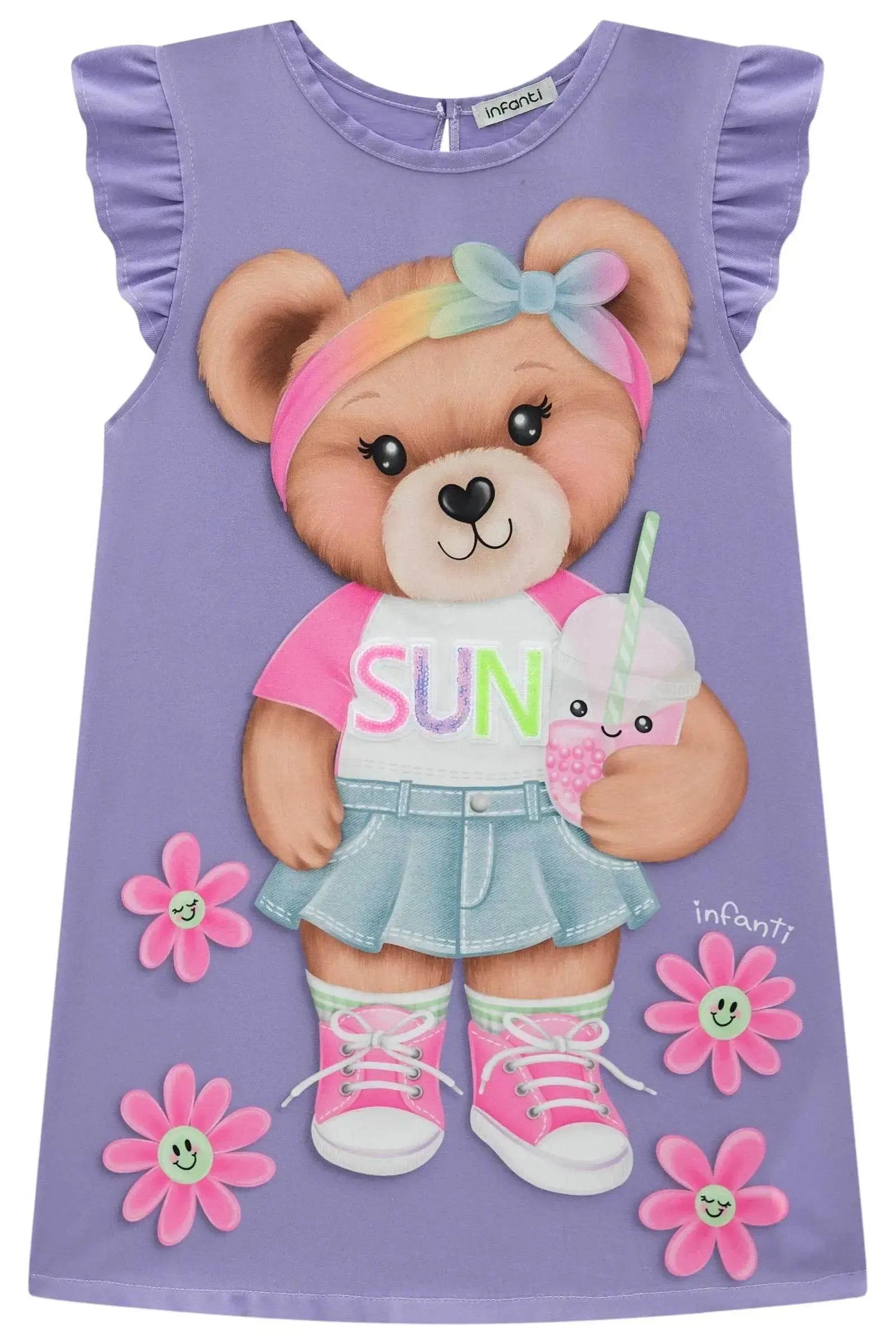 Vestido em Blend de Viscose 93214 Infanti Infantil Menina