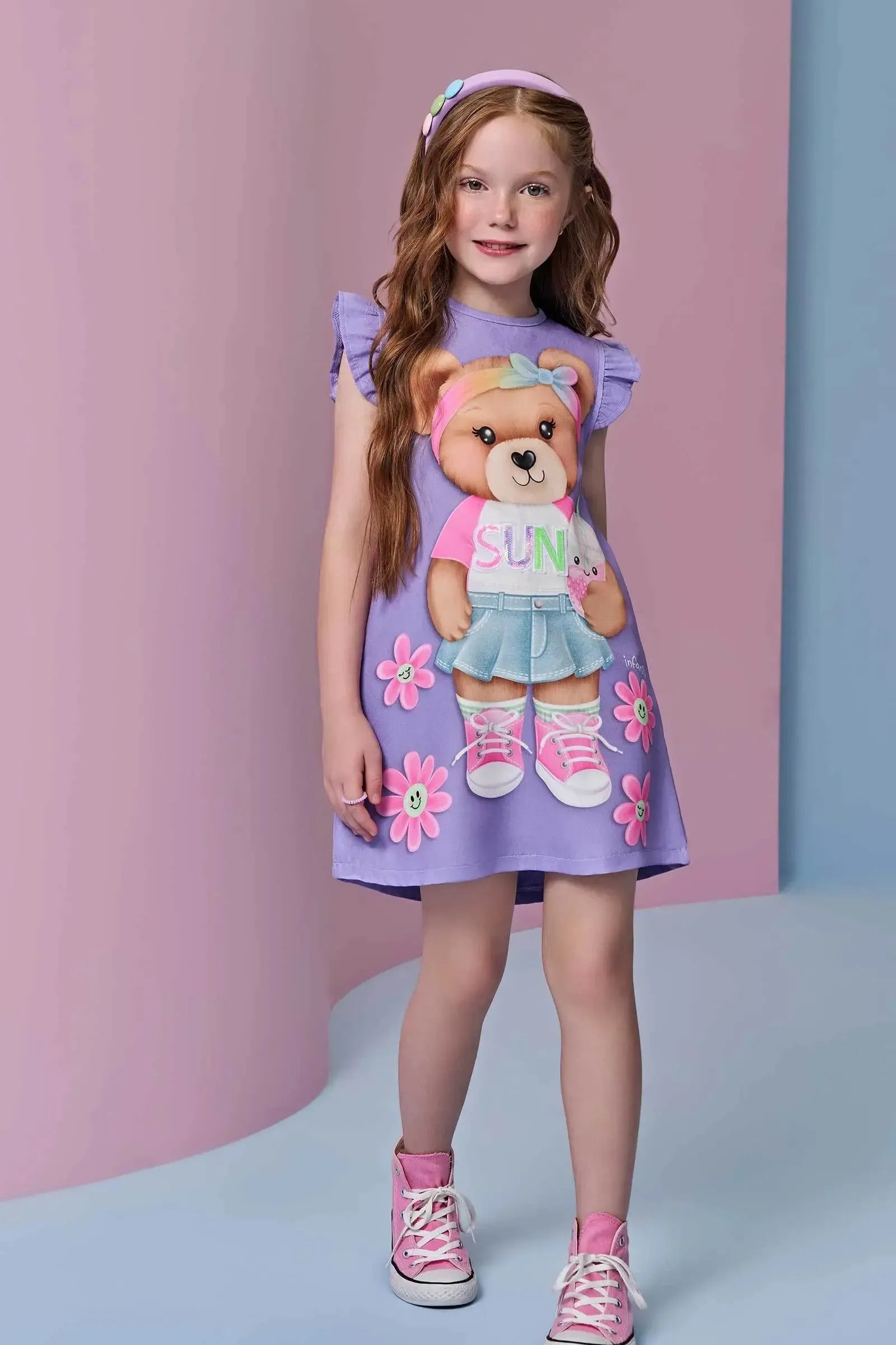 Vestido em Blend de Viscose 93214 Infanti Infantil Menina