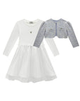 Vestido em Canelado Liz e Tule com Elastano com Bolero em Malha Tweed 90966 Infanti Infantil Menina