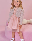Vestido em Canelado Liz e Tule com Elastano com Bolero em Malha Tweed 91350 Infanti Infantil Menina
