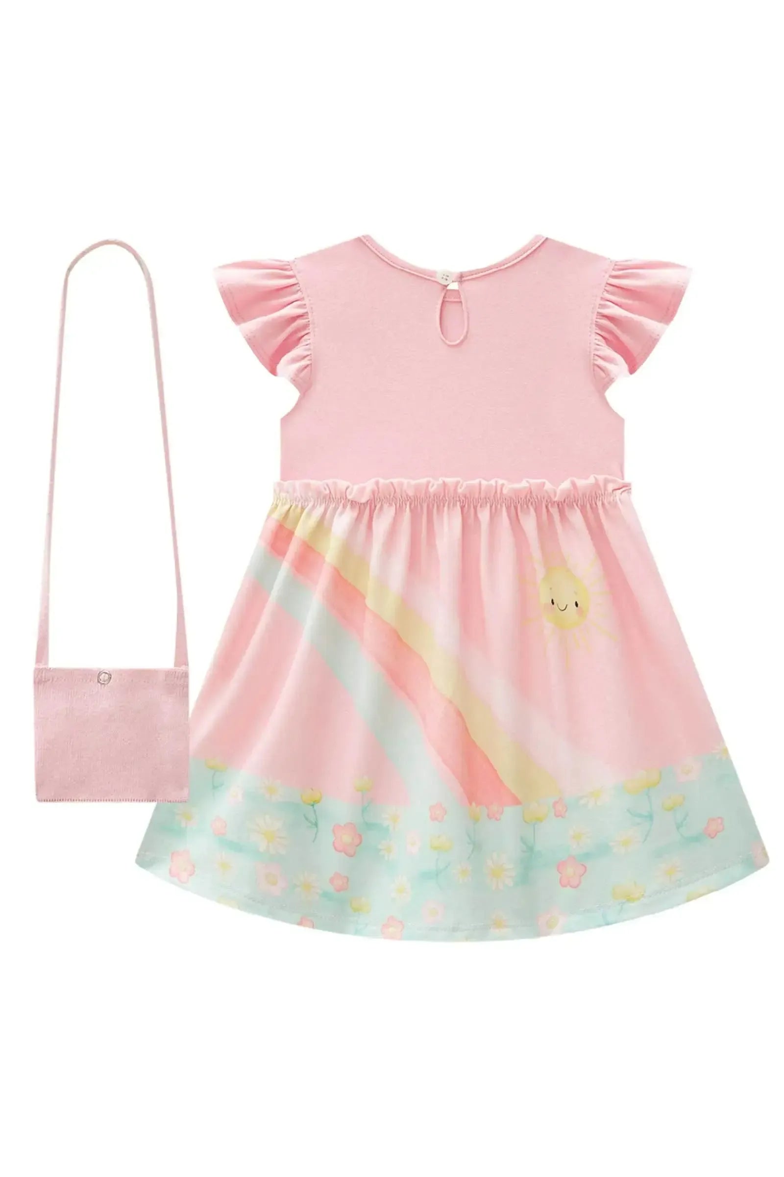 Vestido em Cotton e Malha Power(acompanha Bolsa em Retilínea) 87094 Infanti Bebê Menina