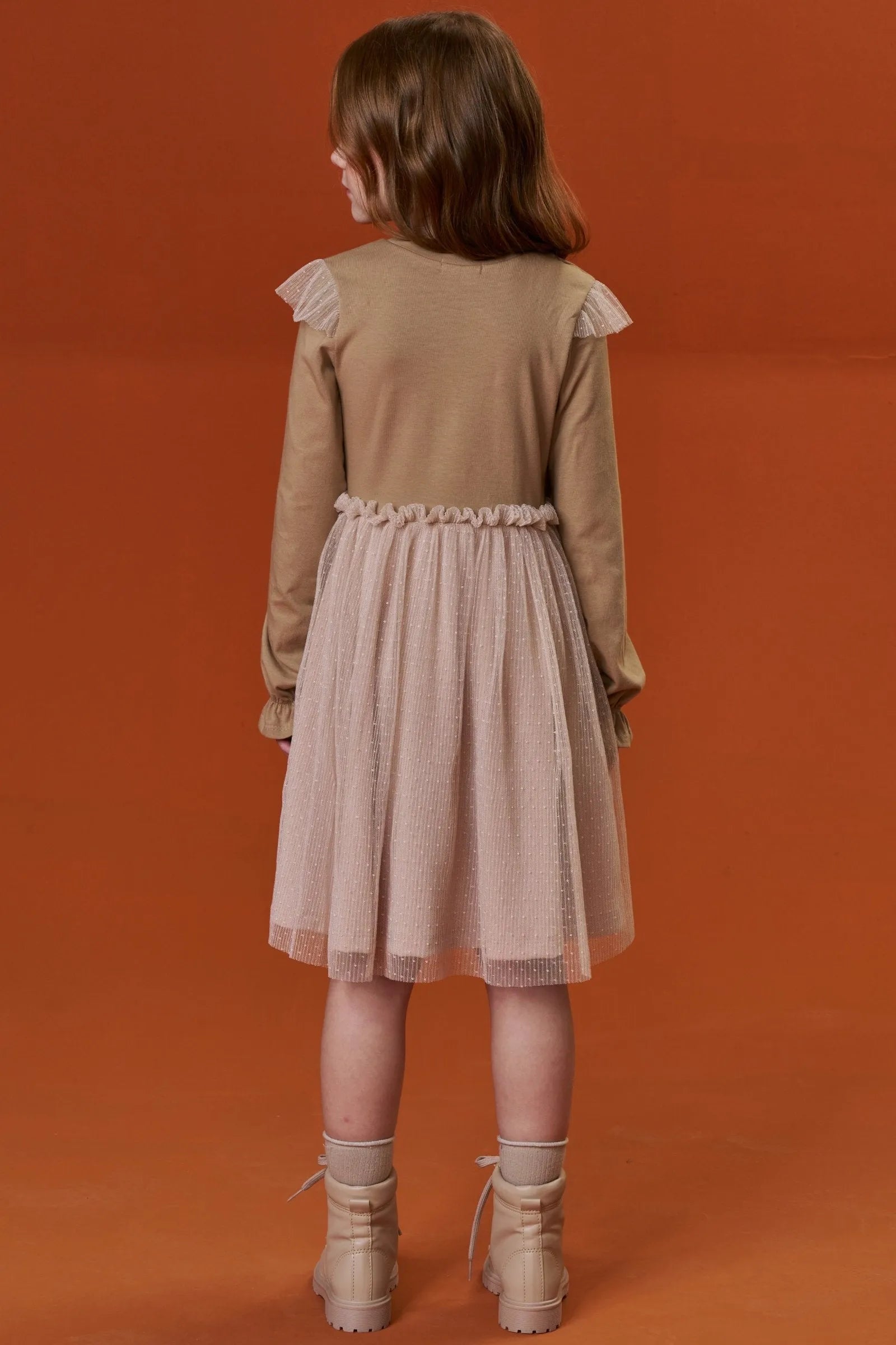 Vestido em Cotton e Tule Plissado Poá 90392 Infanti Infantil Menina