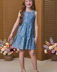 Vestido em Denim Bordado 96430 Infanti Infantil Menina